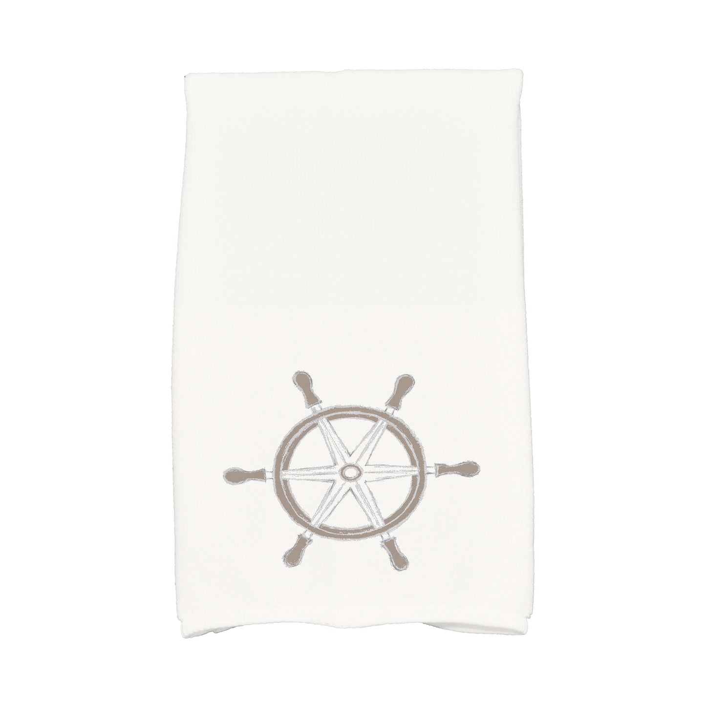 Simply Daisy, 16 x 25 Inch, Ship Wheel, Geometric Print Kitchen Towel, Ivory