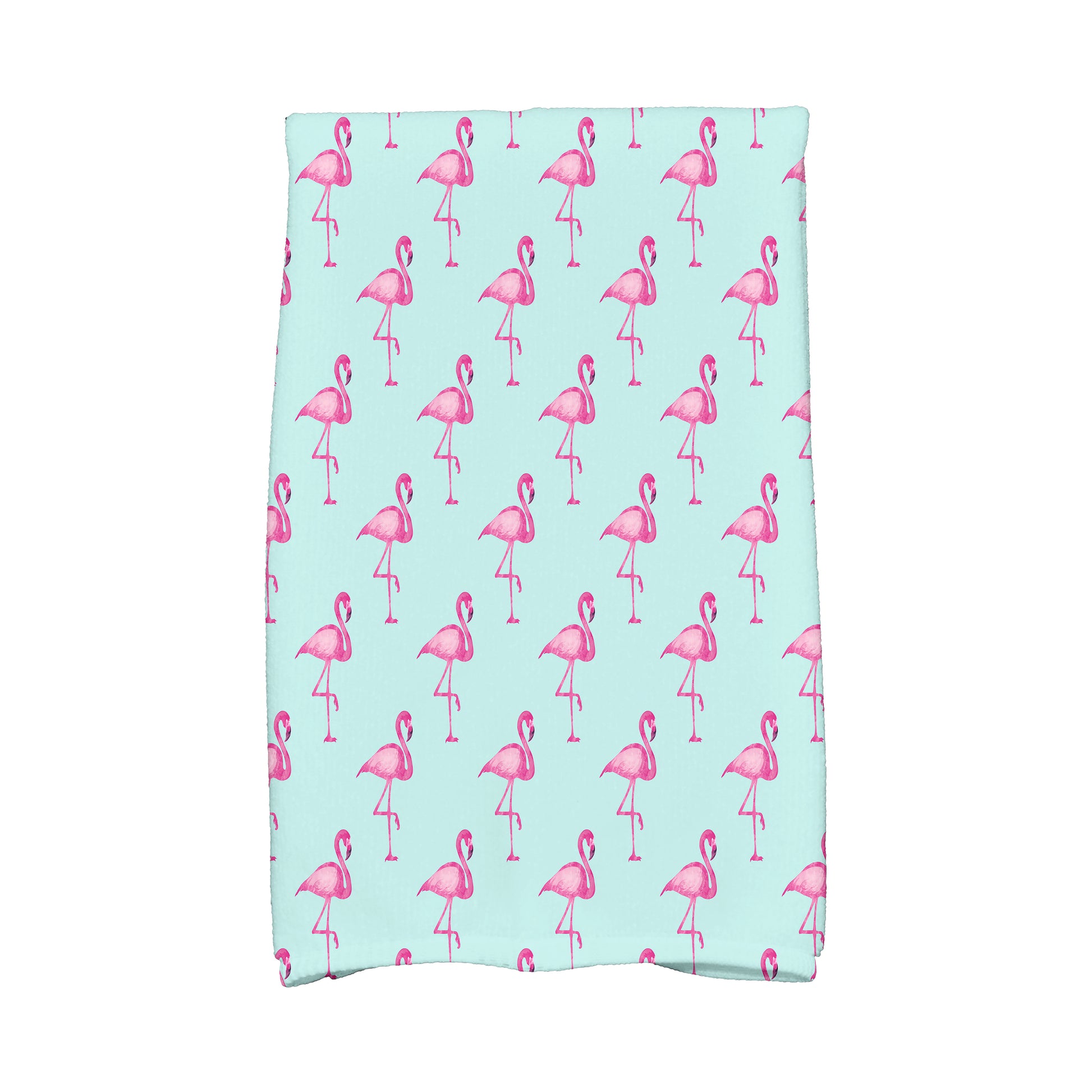 Simply Daisy, 16 x 25 inch, Flamingo Fanfare Multi, Animal Print Kitchen Towel, Aqua