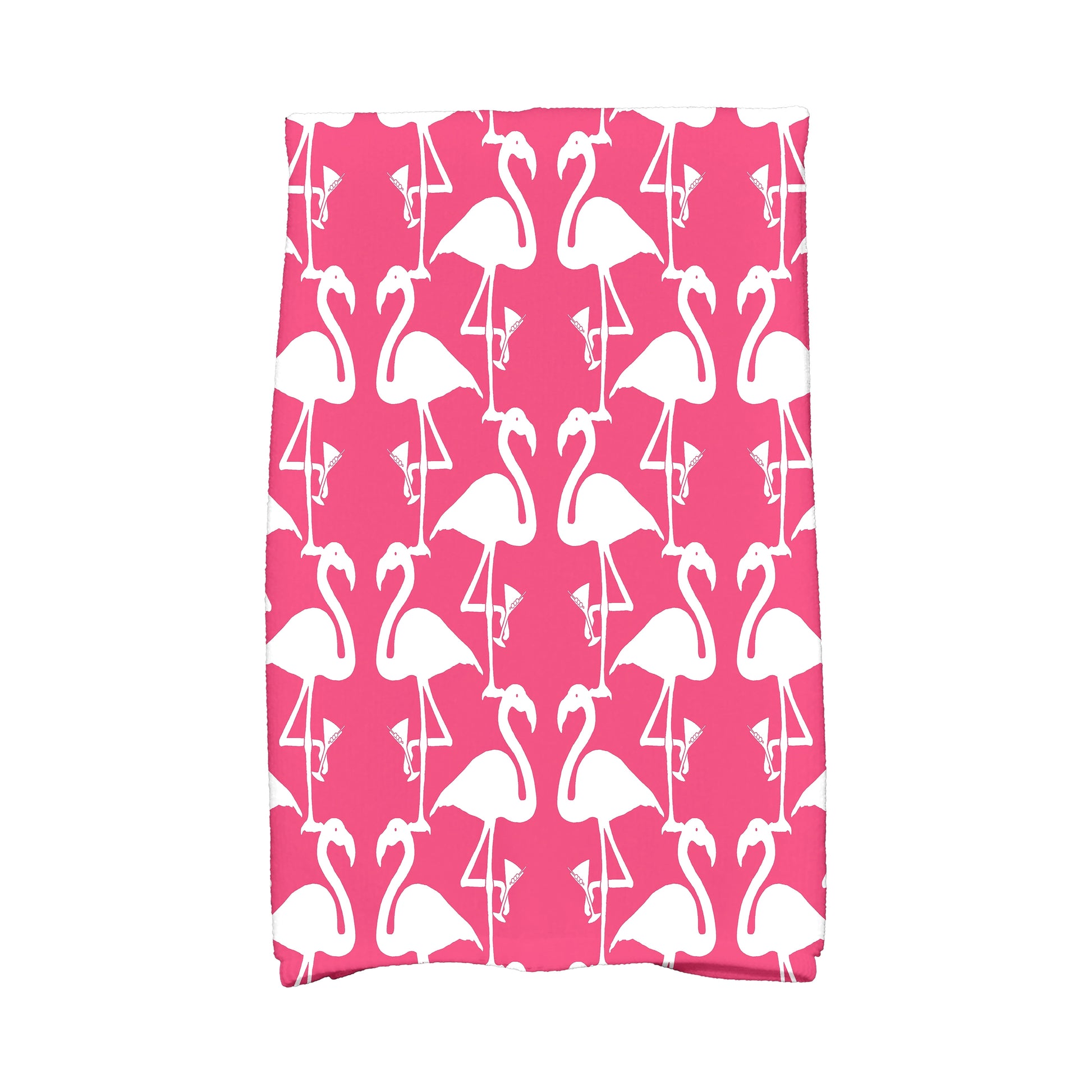 Simply Daisy, 16 x 25 inch, Flamingo Heart Martini, Animal Print Kitchen Towel, Pink