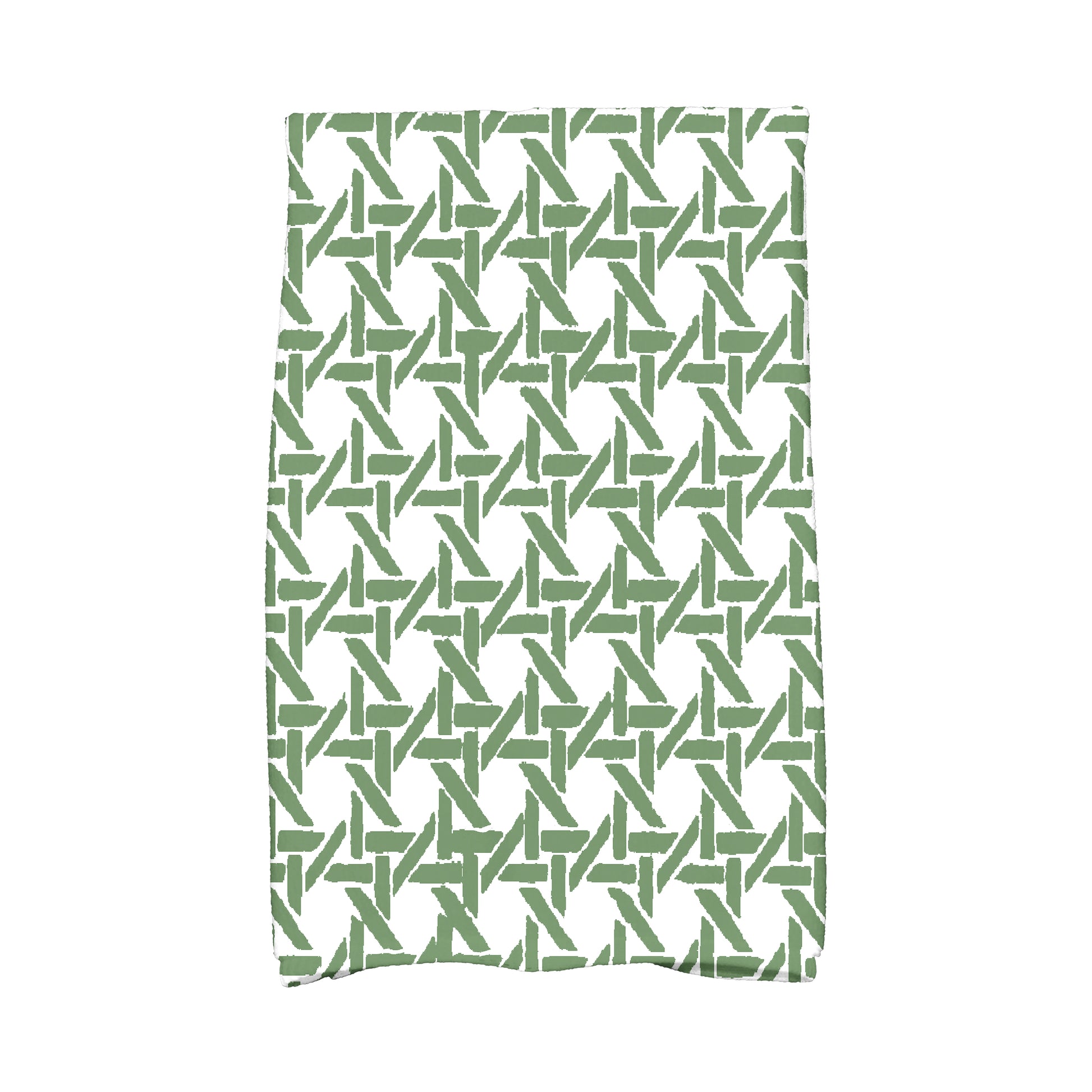 Simply Daisy, 16 x 25 inch, Rattan Geometric, Geometric Print Kitchen Towel, Green