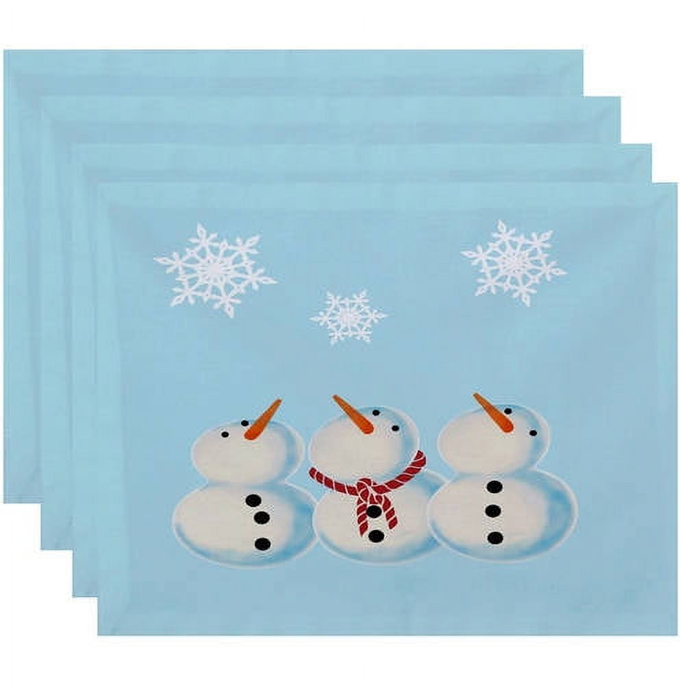 Simply Daisy 18" x 14" 3 Wise Snowmen Geometric Print Placemats, Set of 4