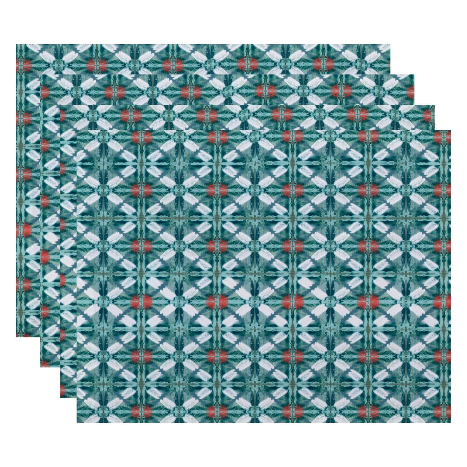 Simply Daisy 18" x 14" Beach Tile Geometric Print Placemat, Set of 4