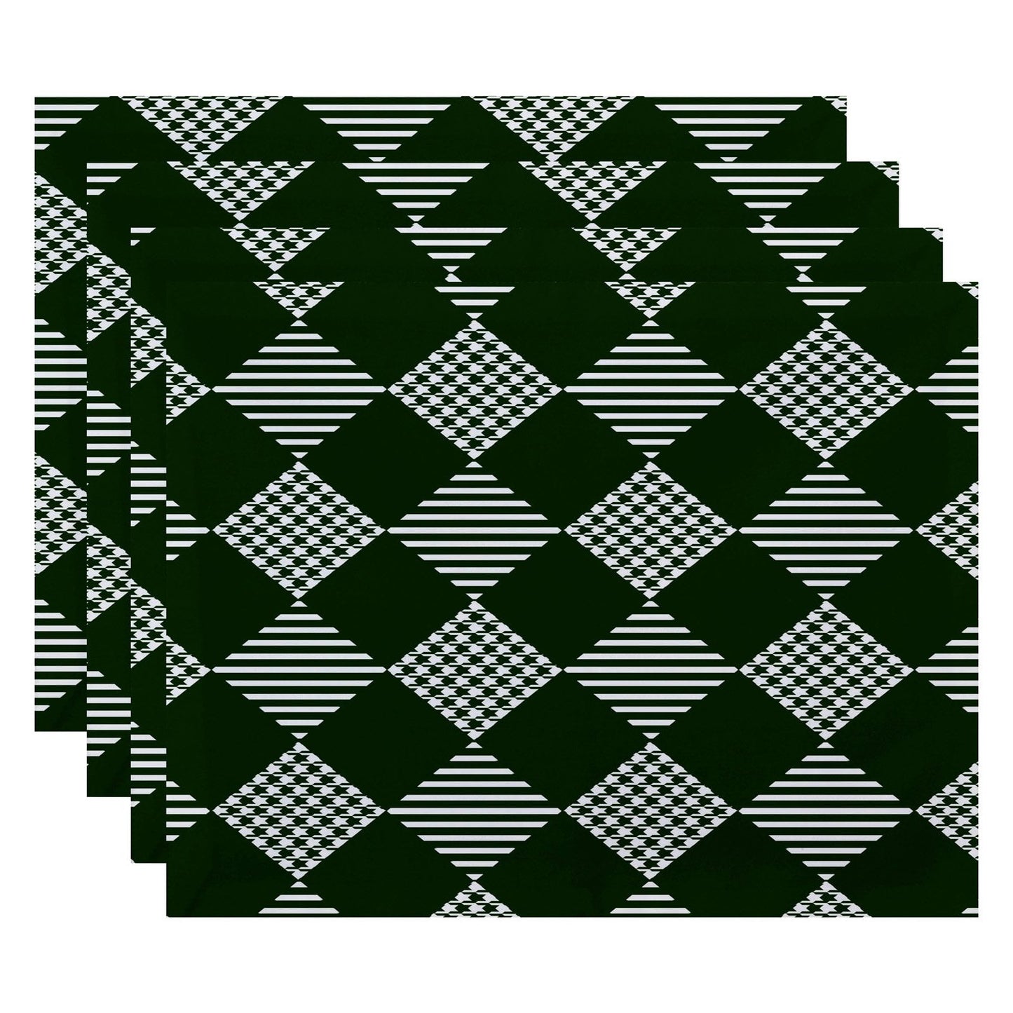 Simply Daisy 18" x 14" Check It Twice Geometric Print Placemats, Set of 4