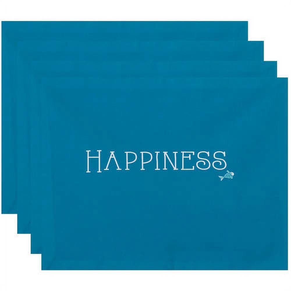 Simply Daisy 18" x 14" Coastal Happiness Word Print Placemats, Set of 4