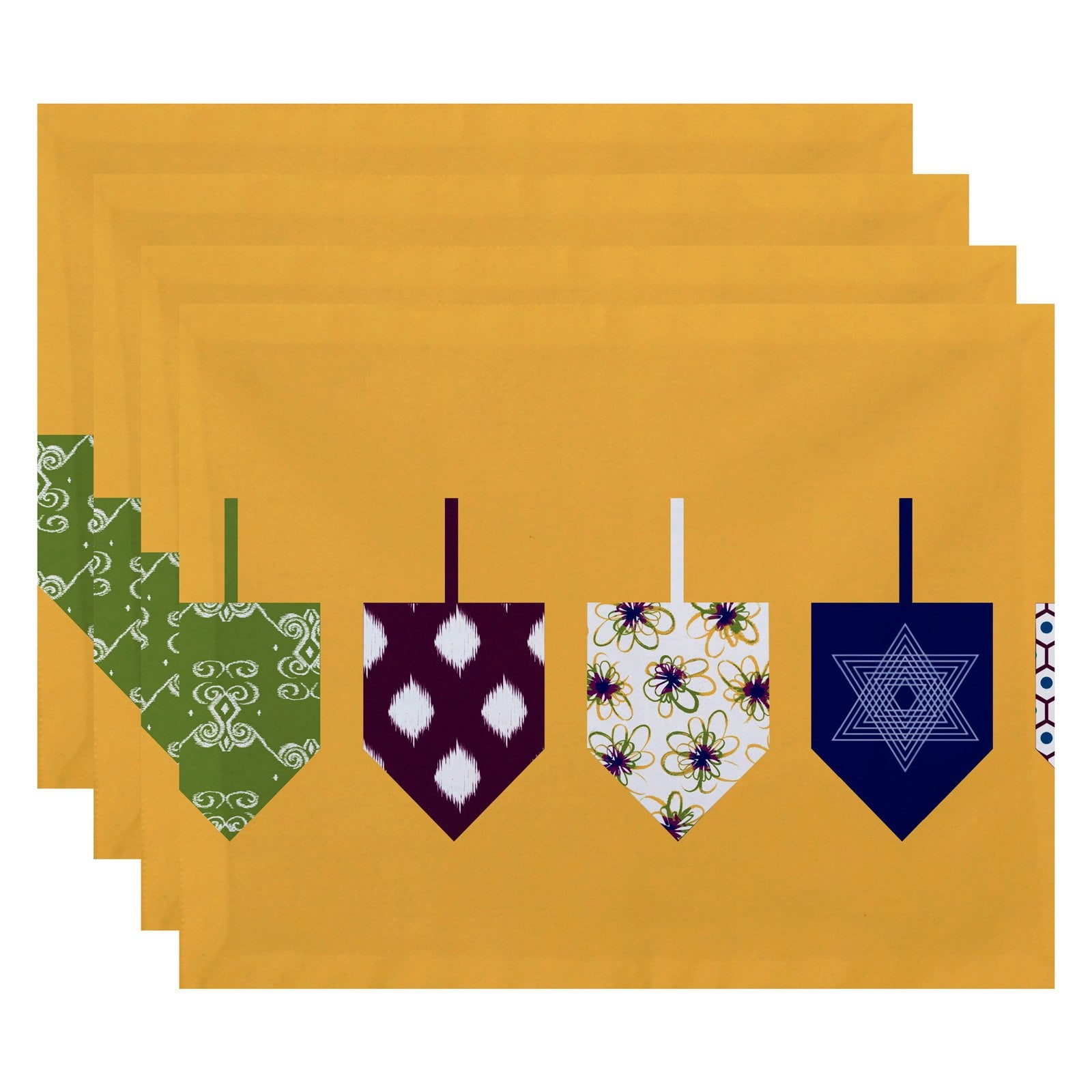 Simply Daisy 18" x 14" Doodled Dreidels Geometric Print Placemat