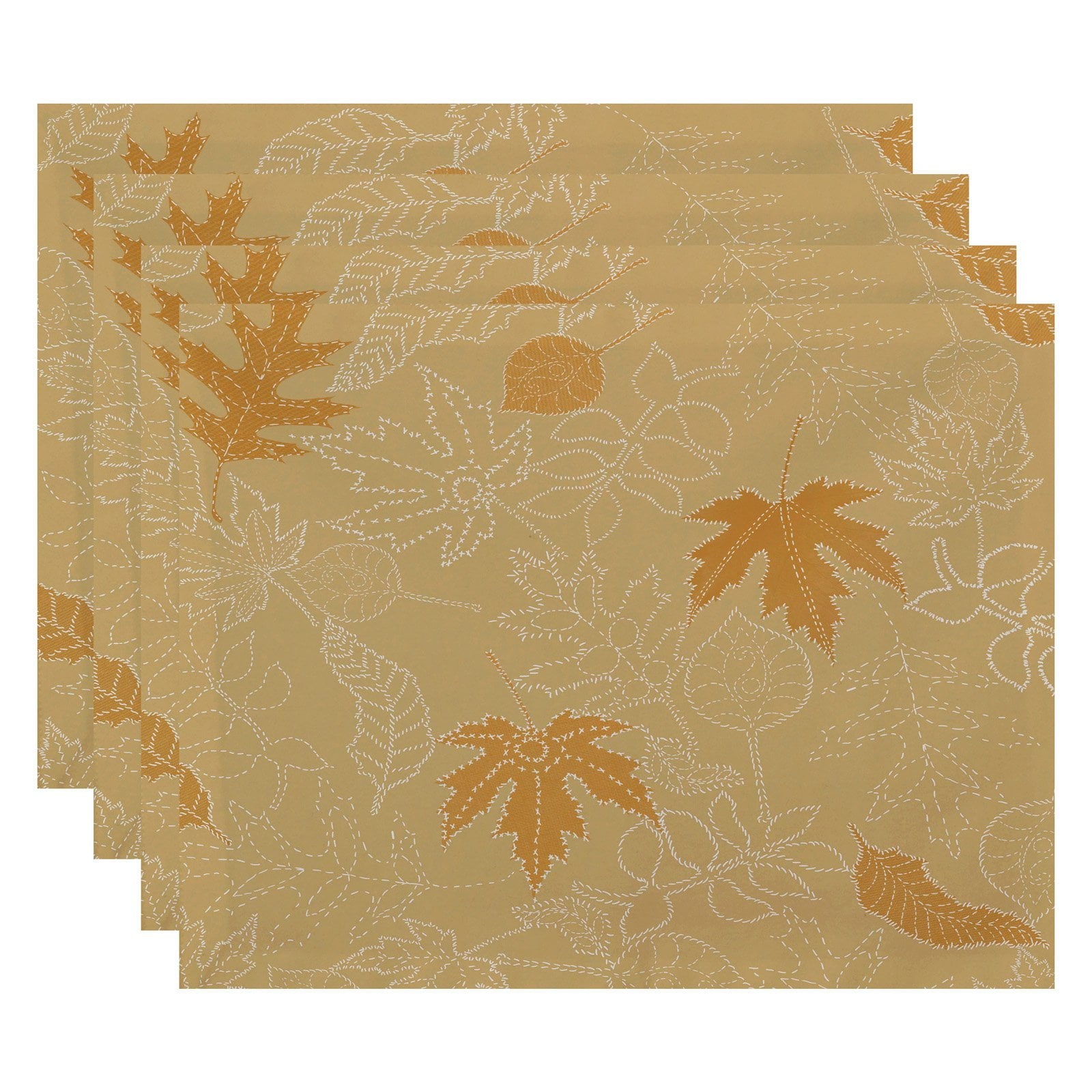 Simply Daisy 18" x 14" Dotted Leaves Floral Print Placemats, Set of 4