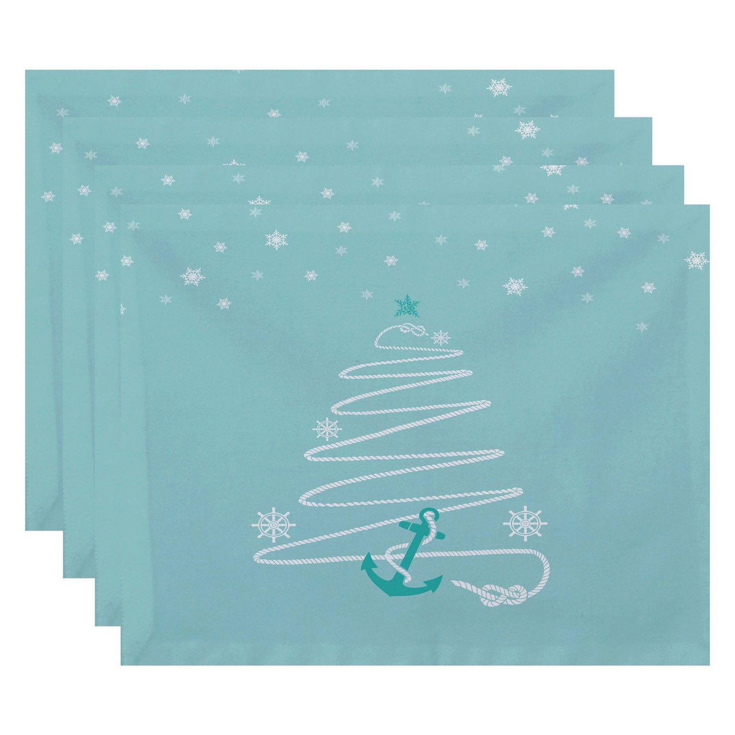 Simply Daisy 18" x 14" Holiday Anchor Geometric Print Placemats, Set of 4