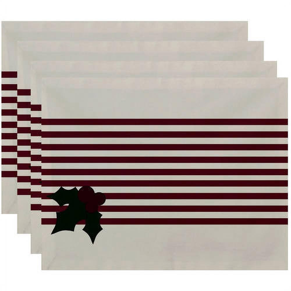Simply Daisy 18" x 14" Holly Stripe Holiday Stripe Print Placemat