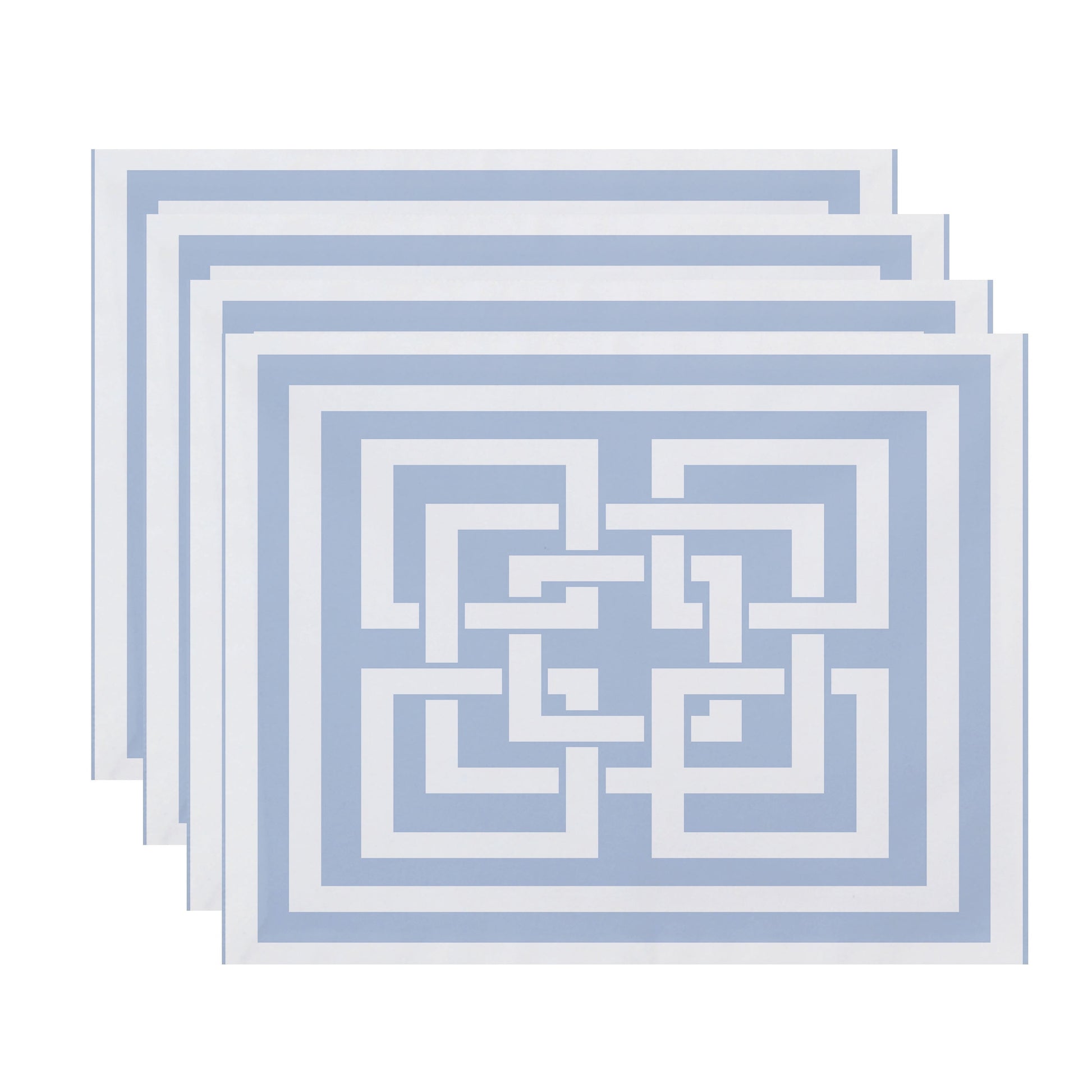 Simply Daisy, 18 x 14 Inch, Greek New Key, Geometric Print Placemat (Set of 4), Blue