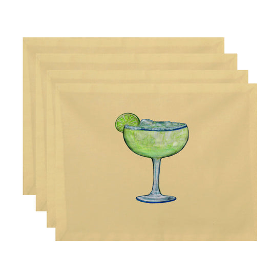Simply Daisy, 18 x 14 Inch Margarita Plain Geometric Print Placemat (set of 4), Yellow