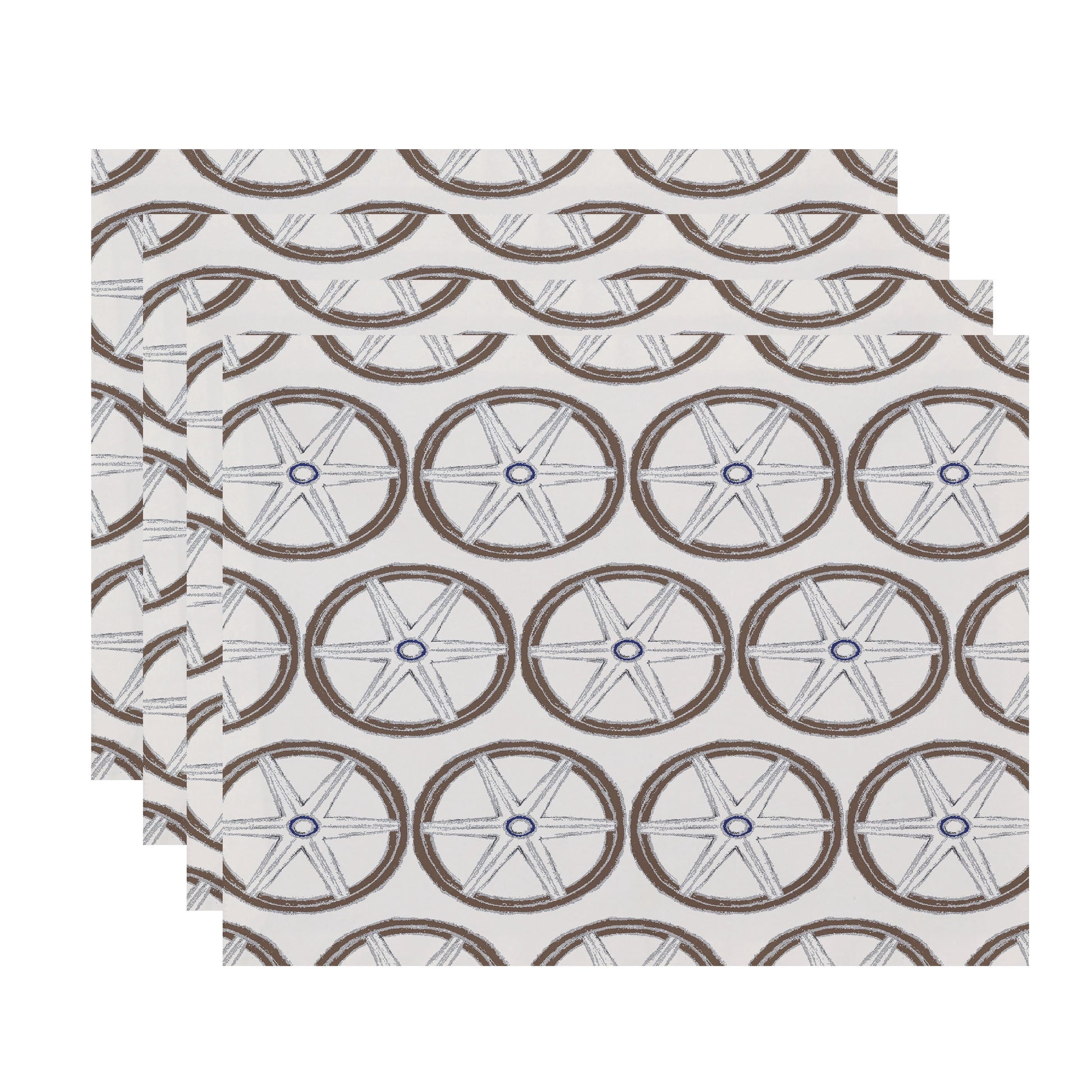 Simply Daisy, 18 x 14 Inch, Nautical Geo Lines, Geometric Print Placemat (Set of 4), Ivory