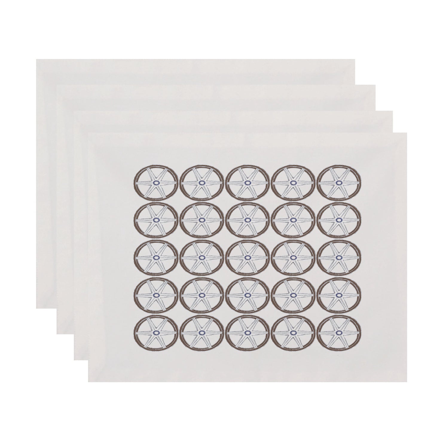 Simply Daisy, 18 x 14 Inch, Nautical Geo Square, Geometric Print Placemat (Set of 4), Ivory