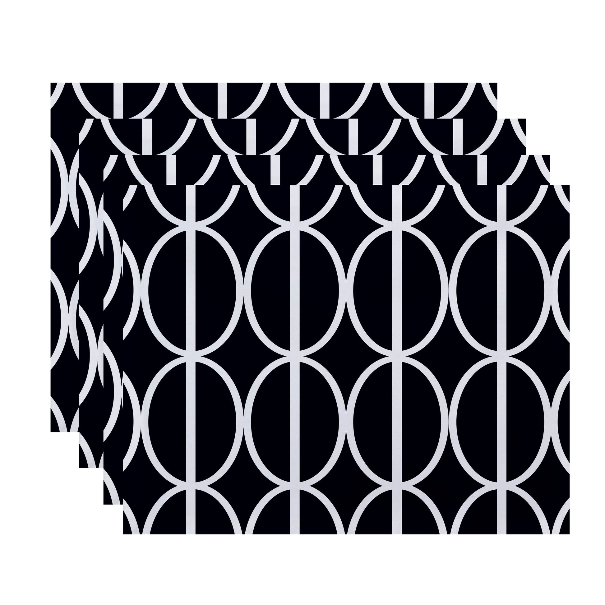 Simply Daisy, 18 x 14 Inch Ovals Go \'Round Geometric Print Placemat (set of 4), Navy Blue