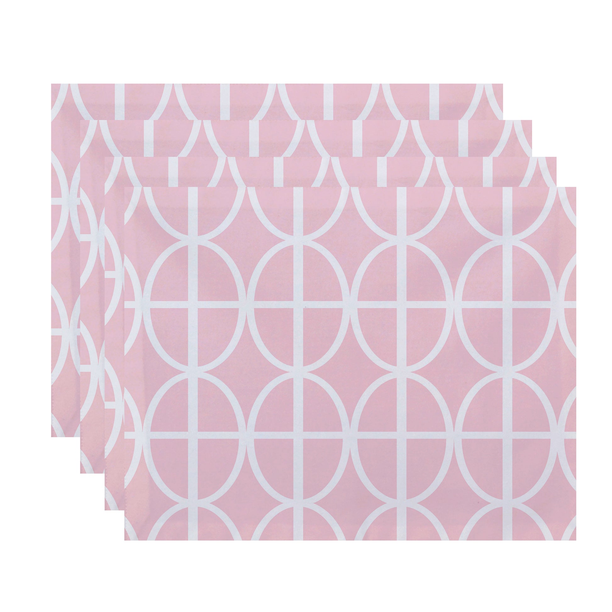 Simply Daisy, 18 x 14 Inch Ovals and Stripes Geometric Print Placemat (set of 4), Pink
