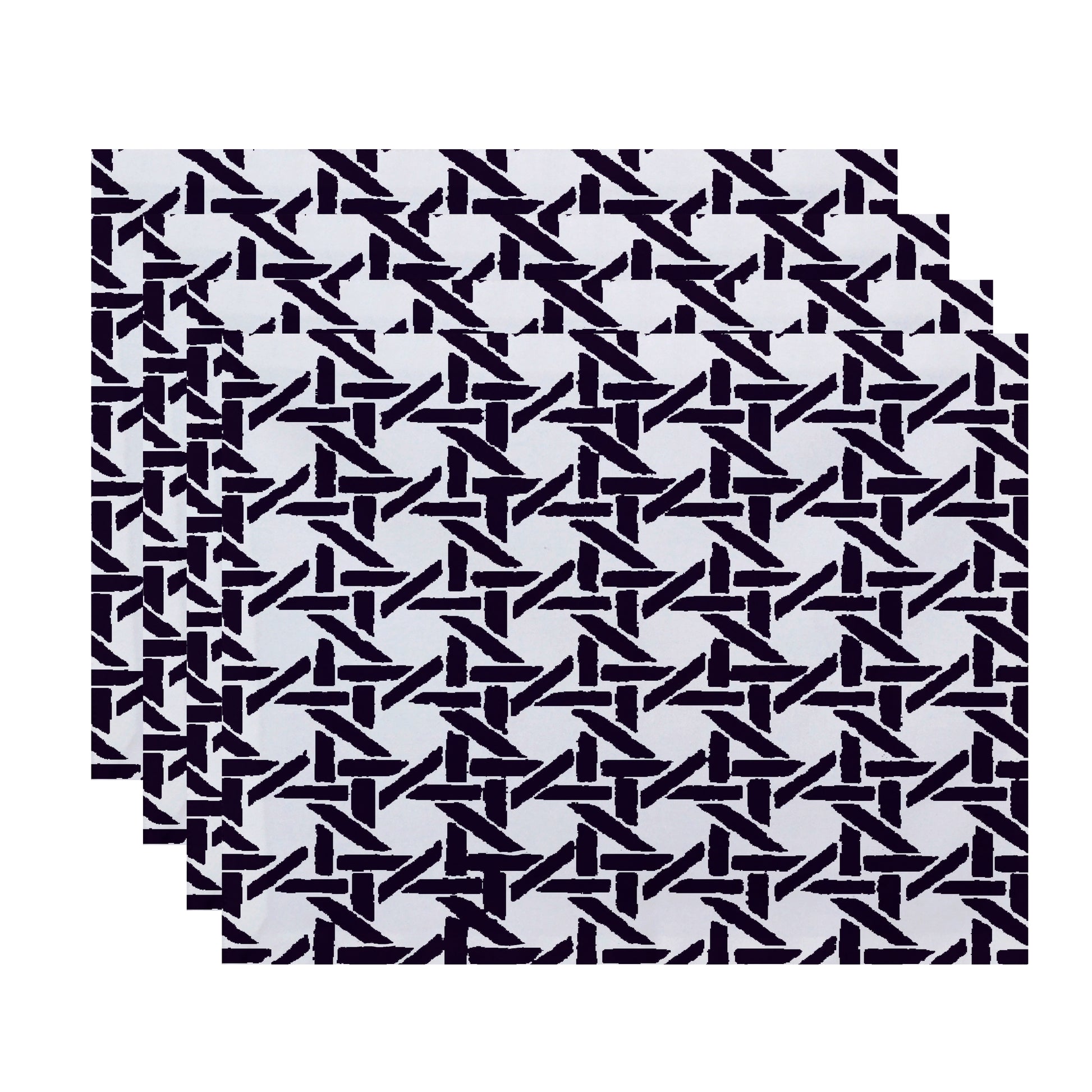 Simply Daisy, 18 x 14 Inch Rattan Geometric Geometric Print Placemat (set of 4), Purple