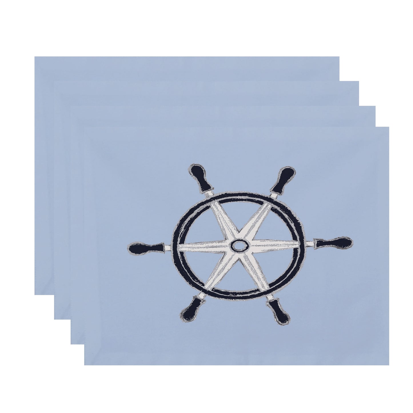 Simply Daisy, 18 x 14 Inch, Ship Wheel, Geometric Print Placemat (Set of 4), Blue