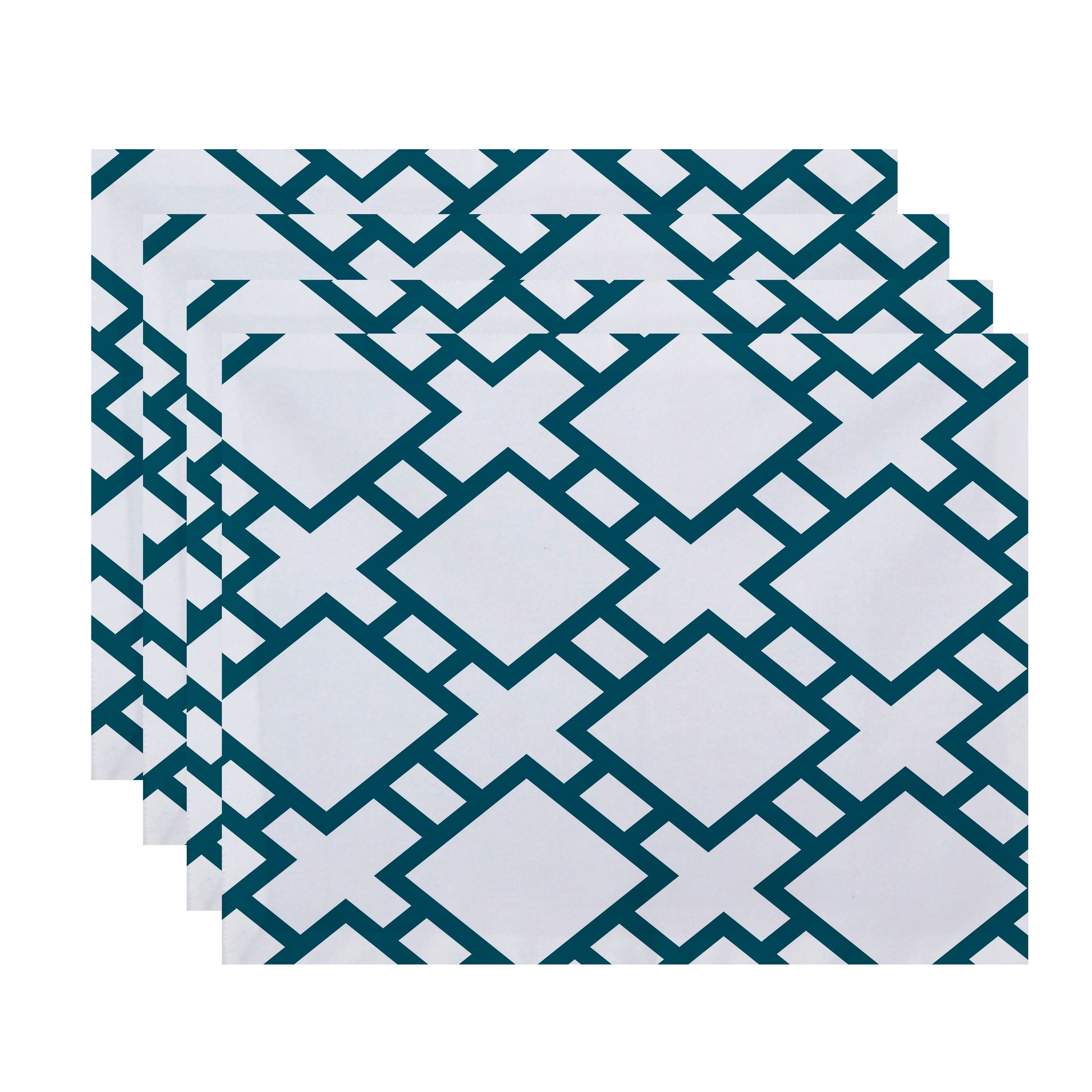 Simply Daisy, 18 x 14 Inch Square in St. Louis Geometric Print Placemat (set of 4), Blue