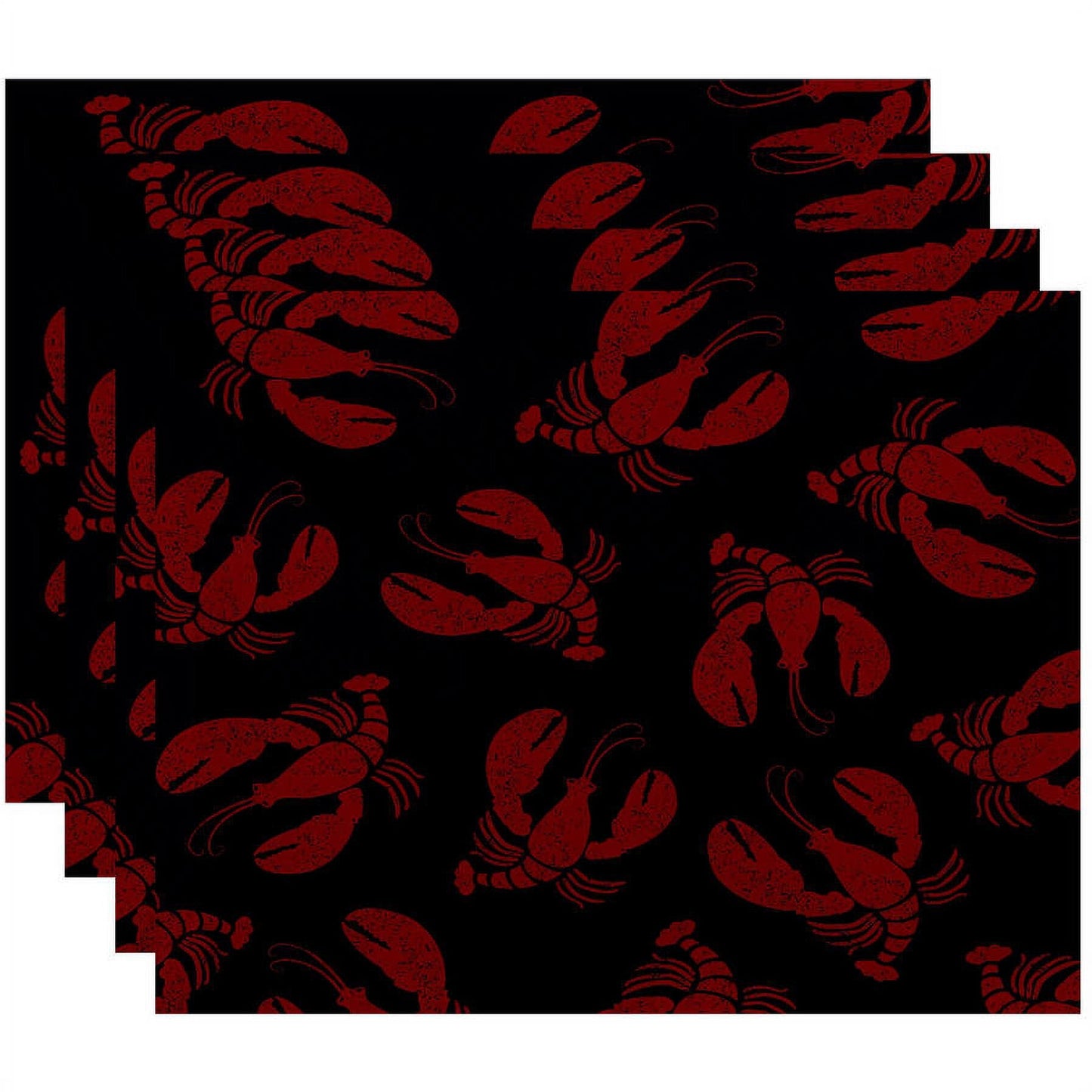 Simply Daisy 18" x 14" Lobster Fest Animal Print Placemats, Set of 4