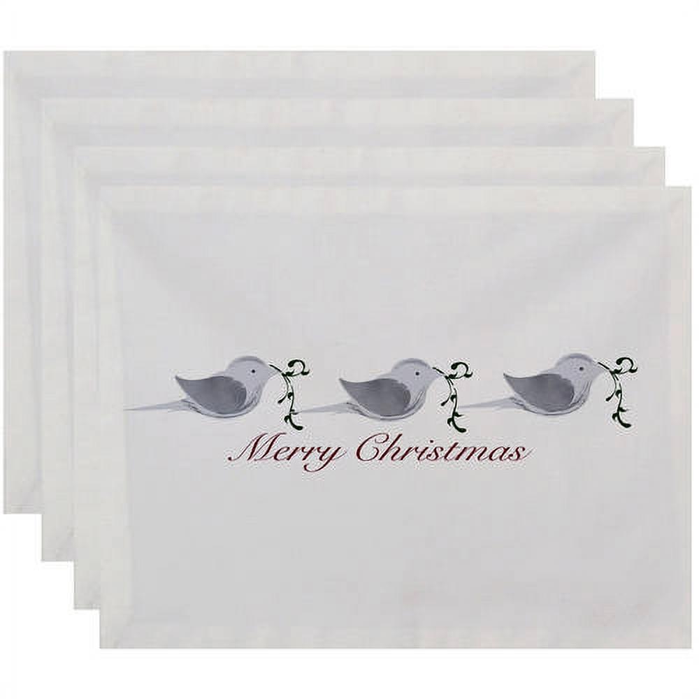 Simply Daisy 18" x 14" Merry Christmas Birds Word Print Placemat
