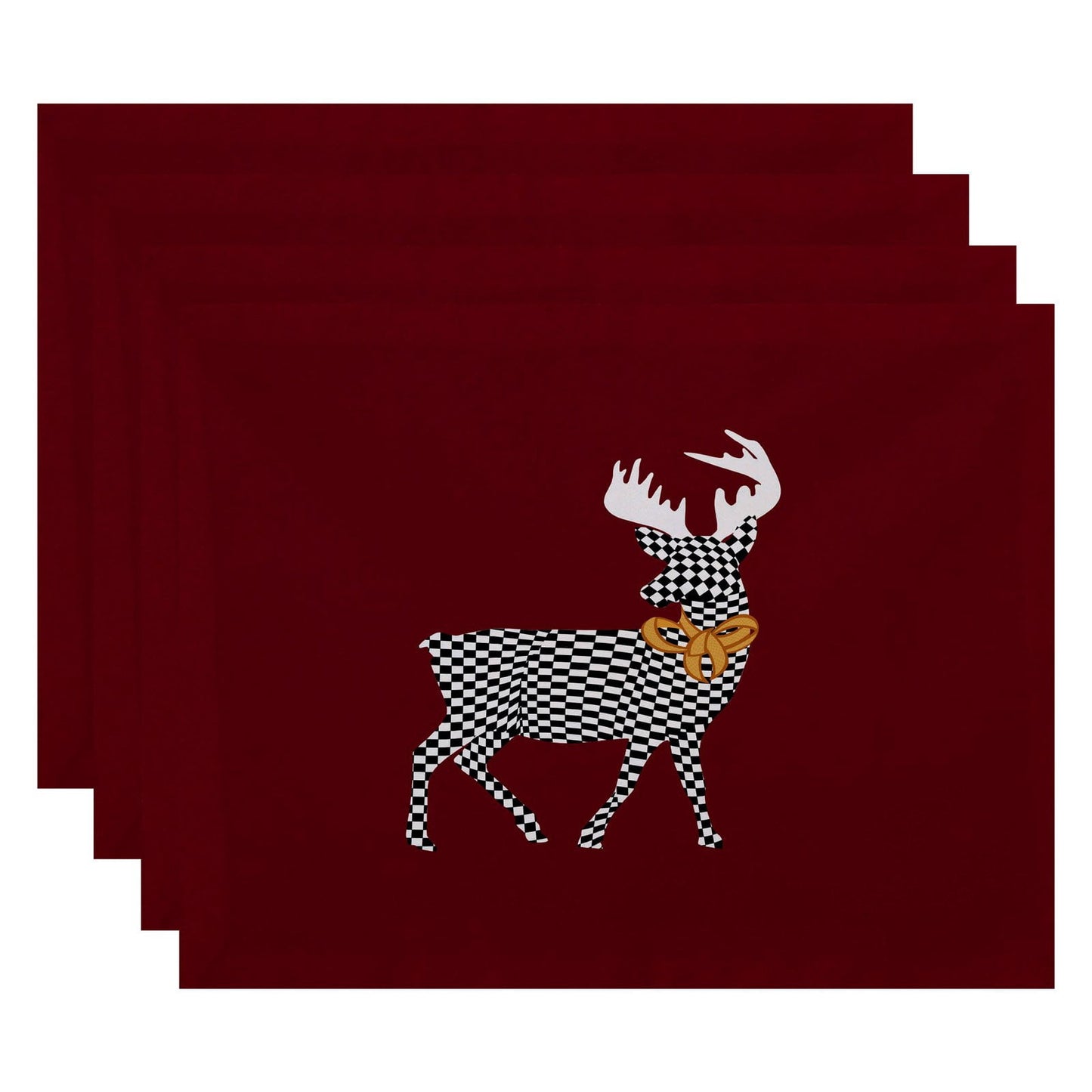 Simply Daisy 18" x 14" Merry Deer Animal Print Placemats, Set of 4