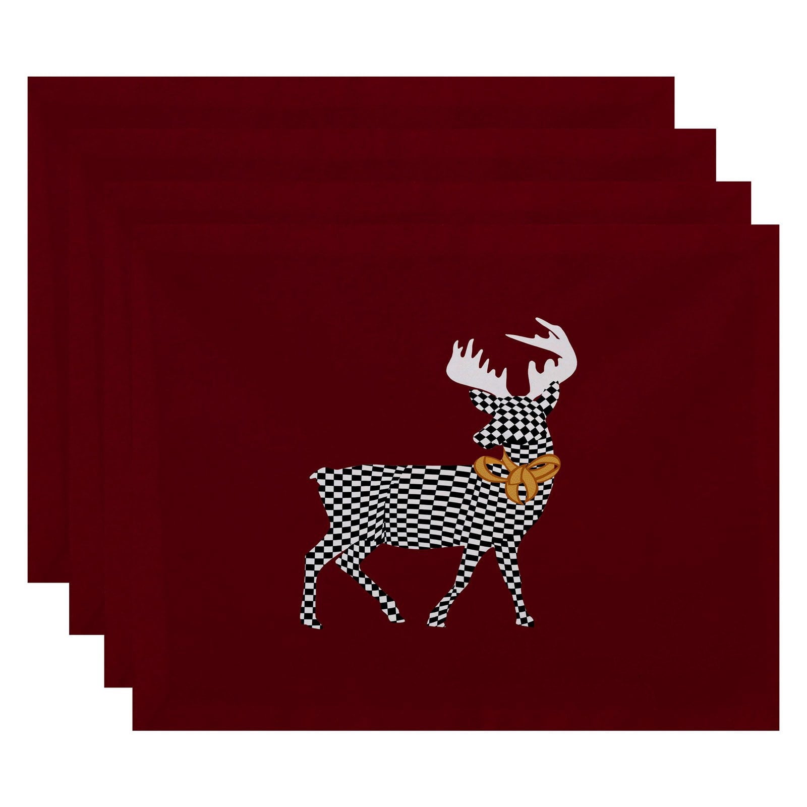 Simply Daisy 18" x 14" Merry Deer Animal Print Placemats, Set of 4