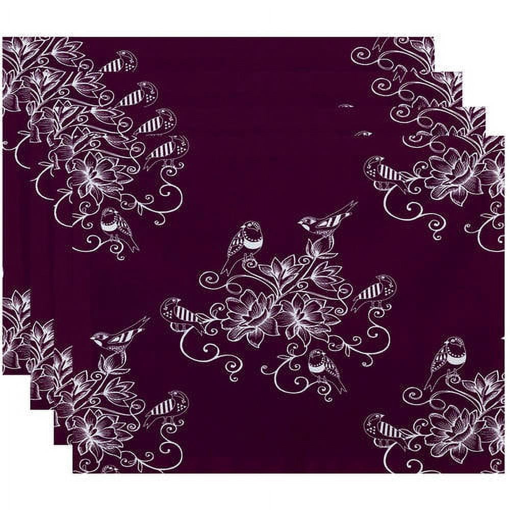Simply Daisy 18" x 14" Morning Birds Floral Print Placemats, Set of 4