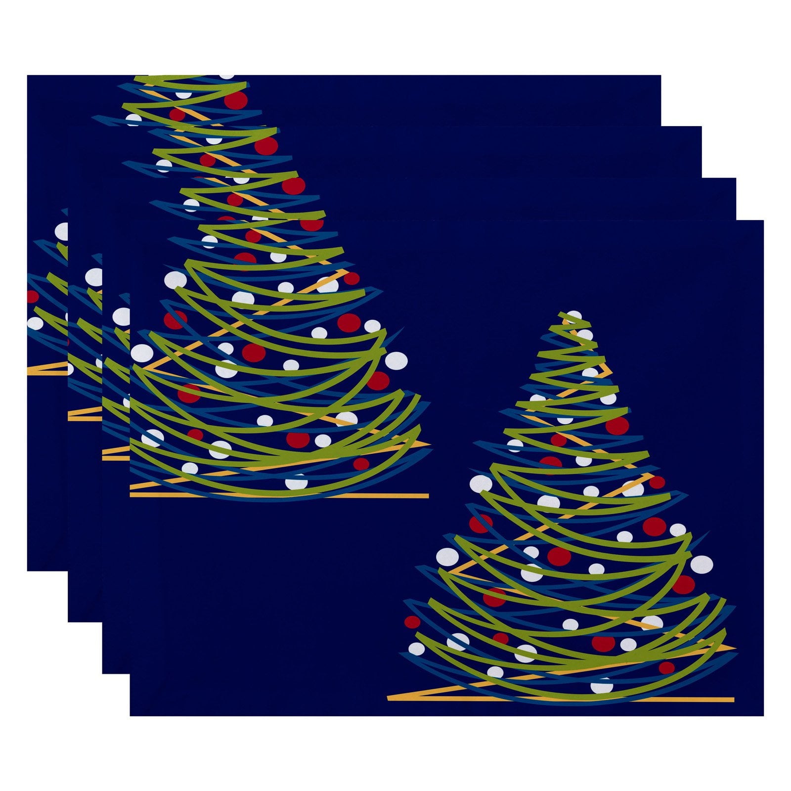 Simply Daisy 18" x 14" O Tannenbaum Geometric Print Placemats, Set of 4