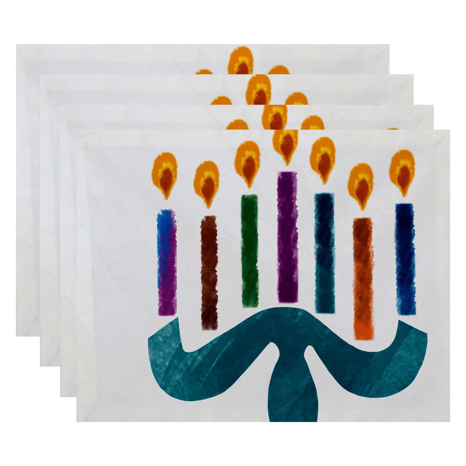 Simply Daisy 18" x 14" Painted Menorah Geometric Print Placemats, Set of 4