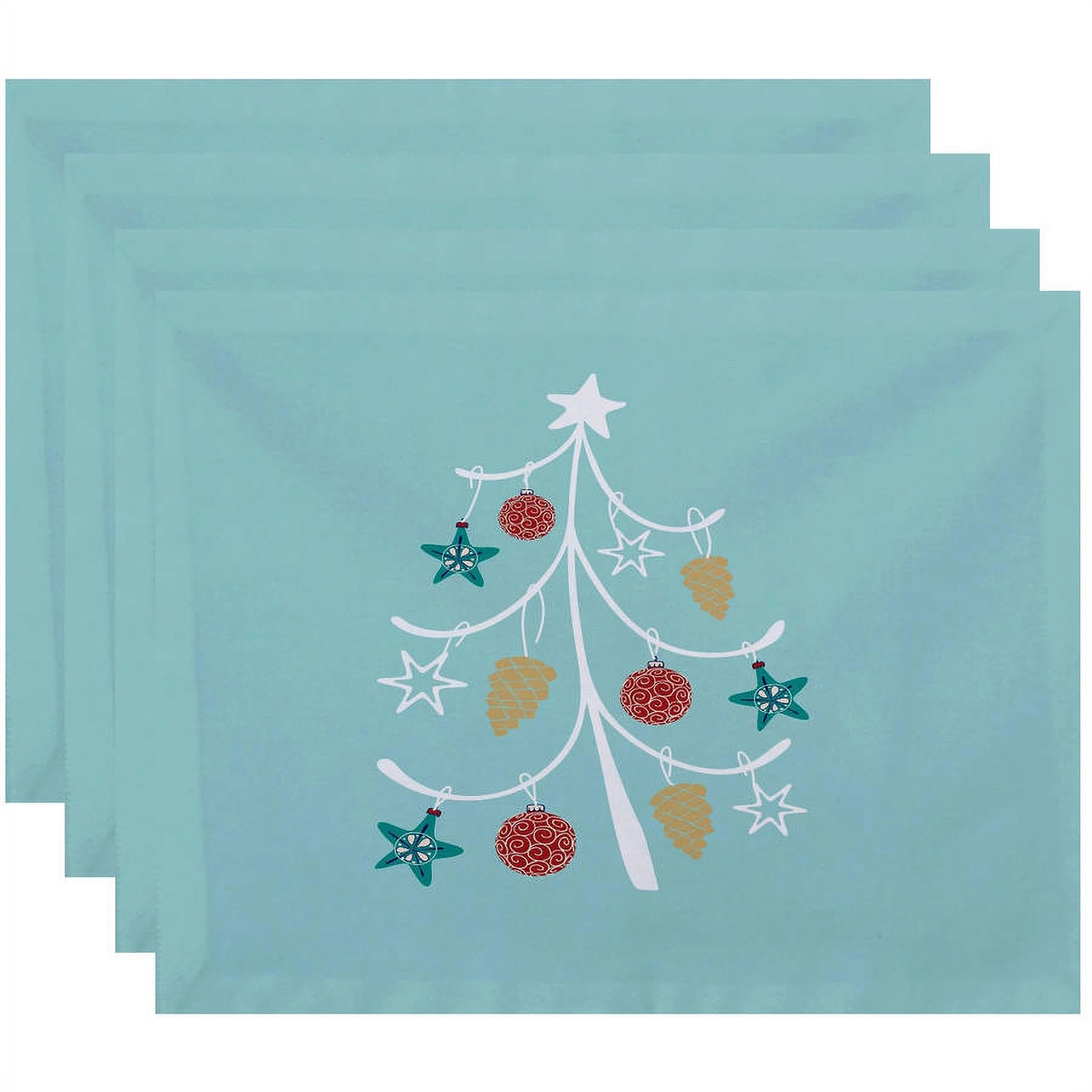Simply Daisy 18" x 14" Pinecone Tree Geometric Print Placemats, Set of 4