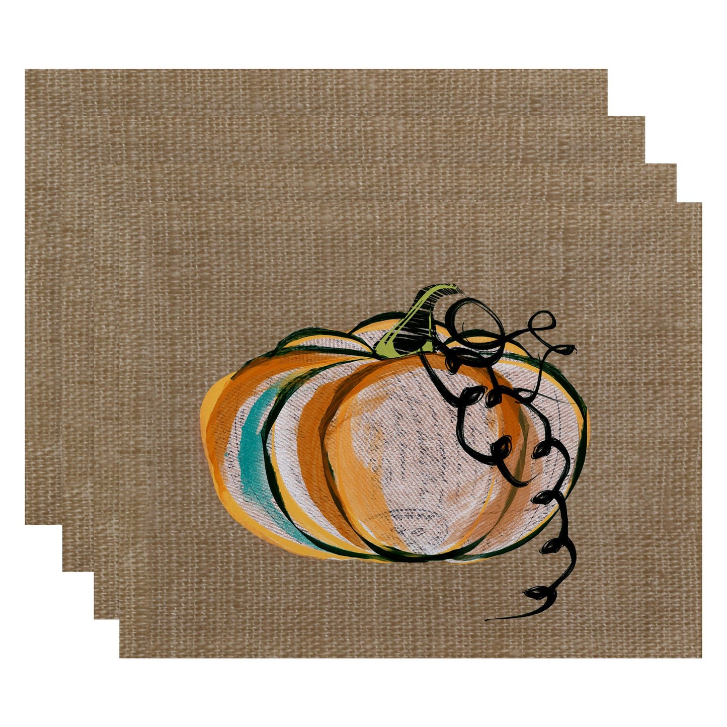 Simply Daisy 18" x 14" Pumpkin Fest Geometric Print Placemat