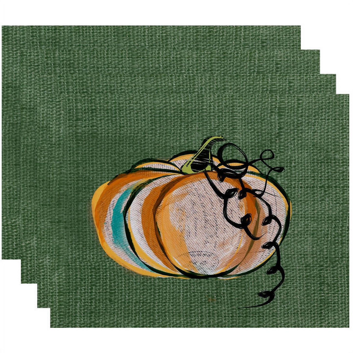 Simply Daisy 18" x 14" Pumpkin Fest Geometric Print Placemats, Set of 4