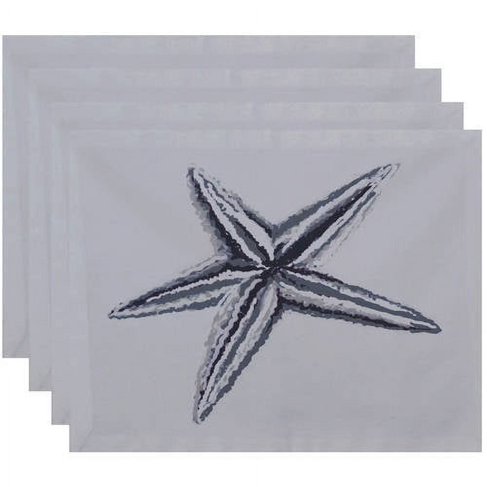 Simply Daisy 18" x 14" Sea Star Coastal Print Placemats, Set of 4
