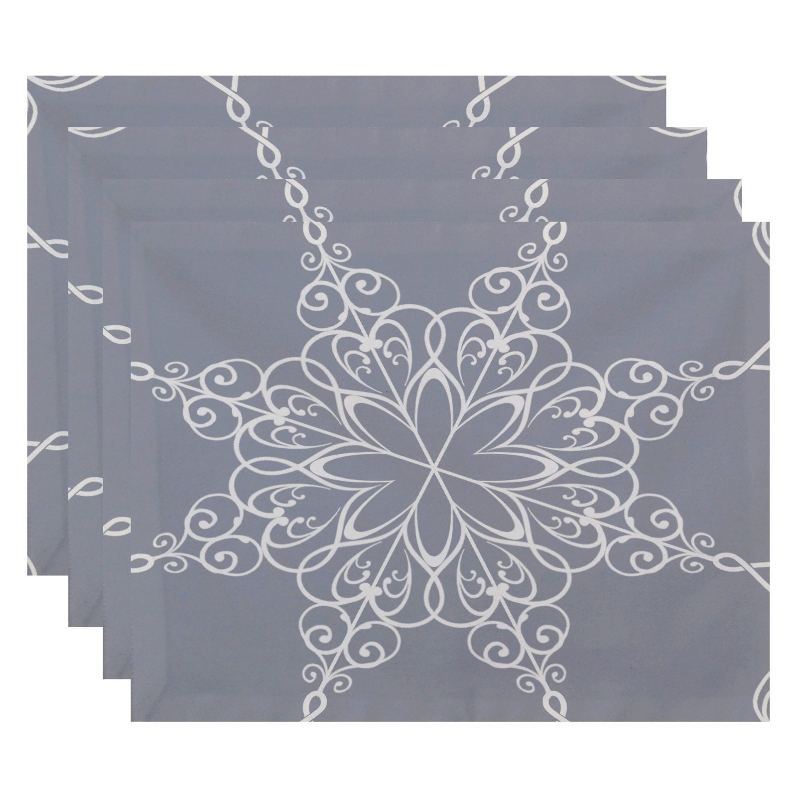 Simply Daisy 18" x 14" Snowflake Geometric Print Placemats, Set of 4