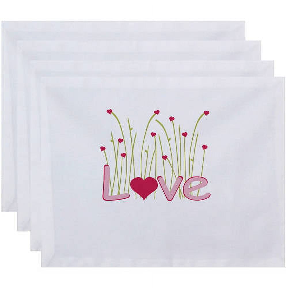 Simply Daisy 18" x 14" Valentine Print Placemats, Set of 4