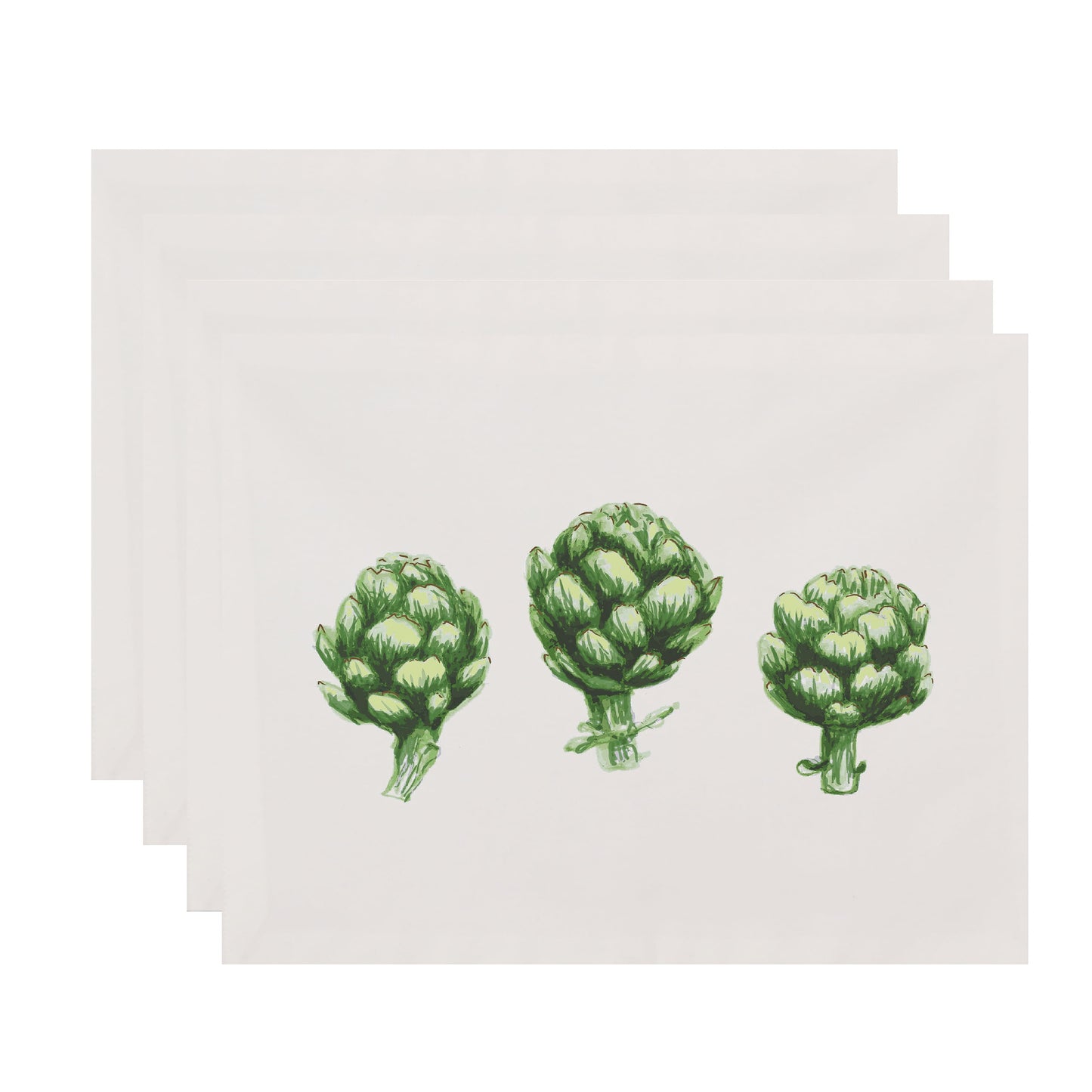 Simply Daisy, 18 x 14 inch, Artichoke Placemat (set of 4), Off-White