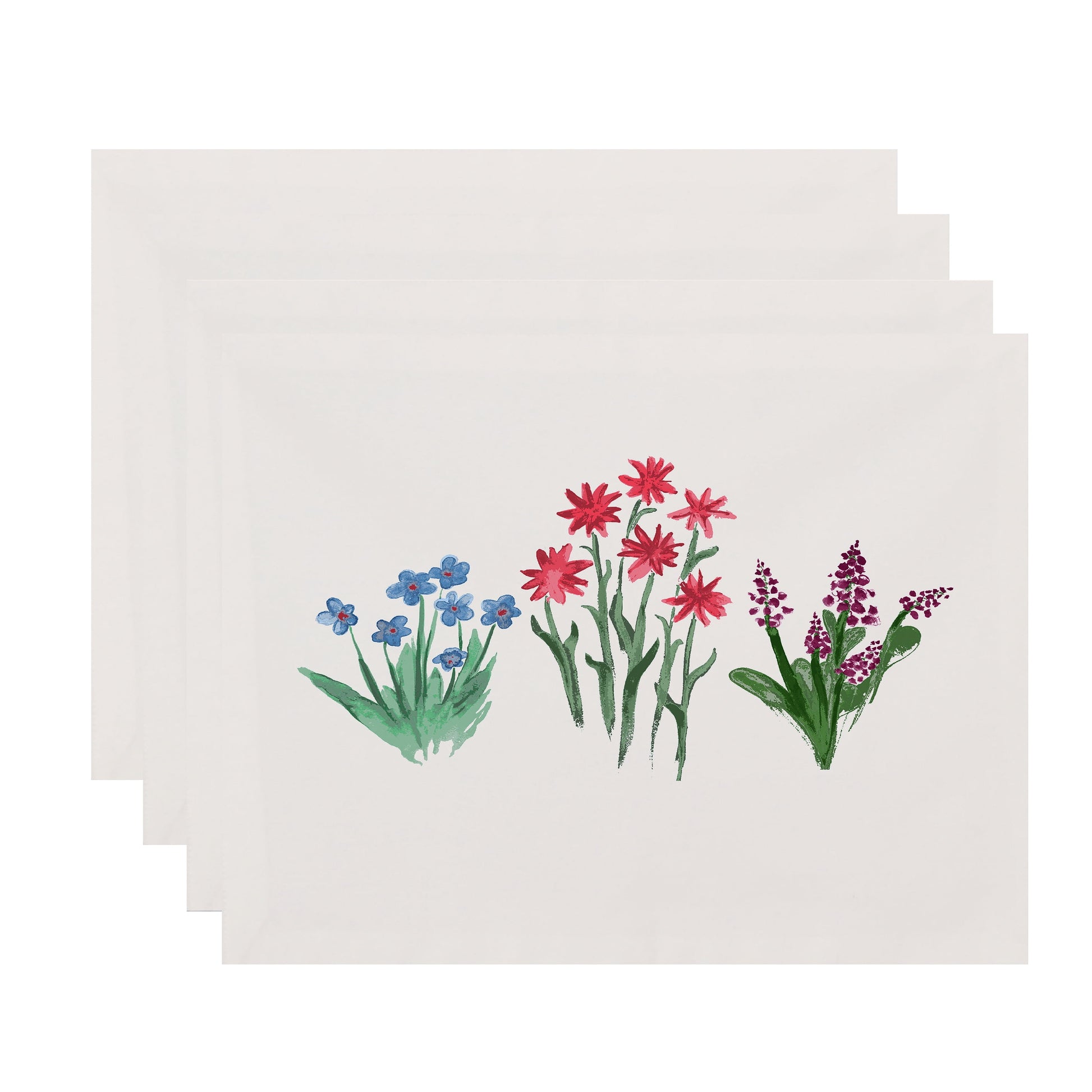 Simply Daisy, 18 x 14 inch, Flower Trio Placemat (set of 4), Light Blue