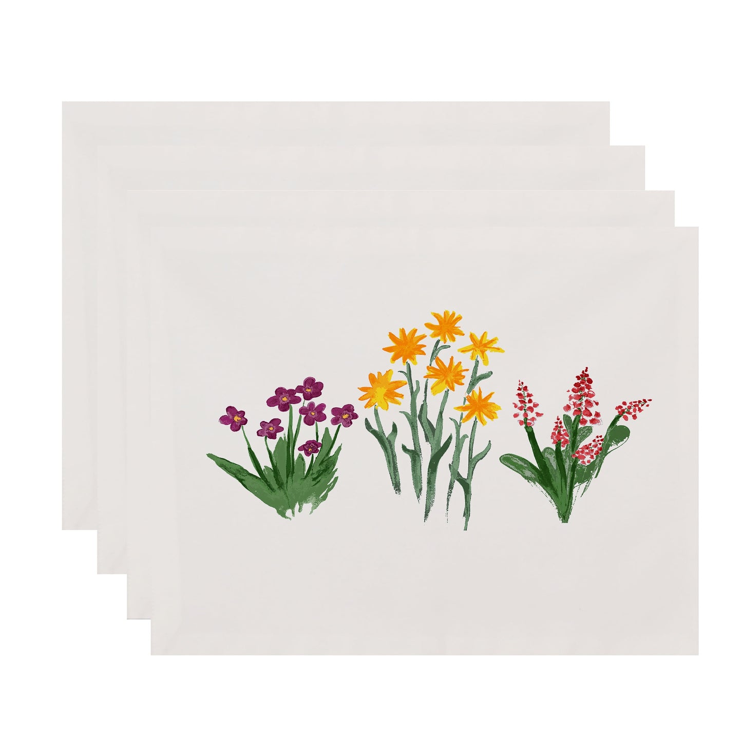Simply Daisy, 18 x 14 inch, Flower Trio Placemat (set of 4), Purple