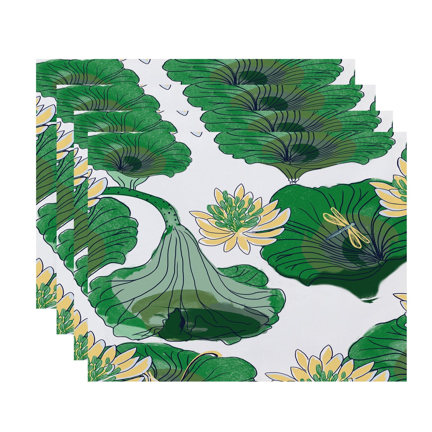 Simply Daisy, 18 x 14 inch, Lotokoi, Floral Print Placemat (Set of 4), Green