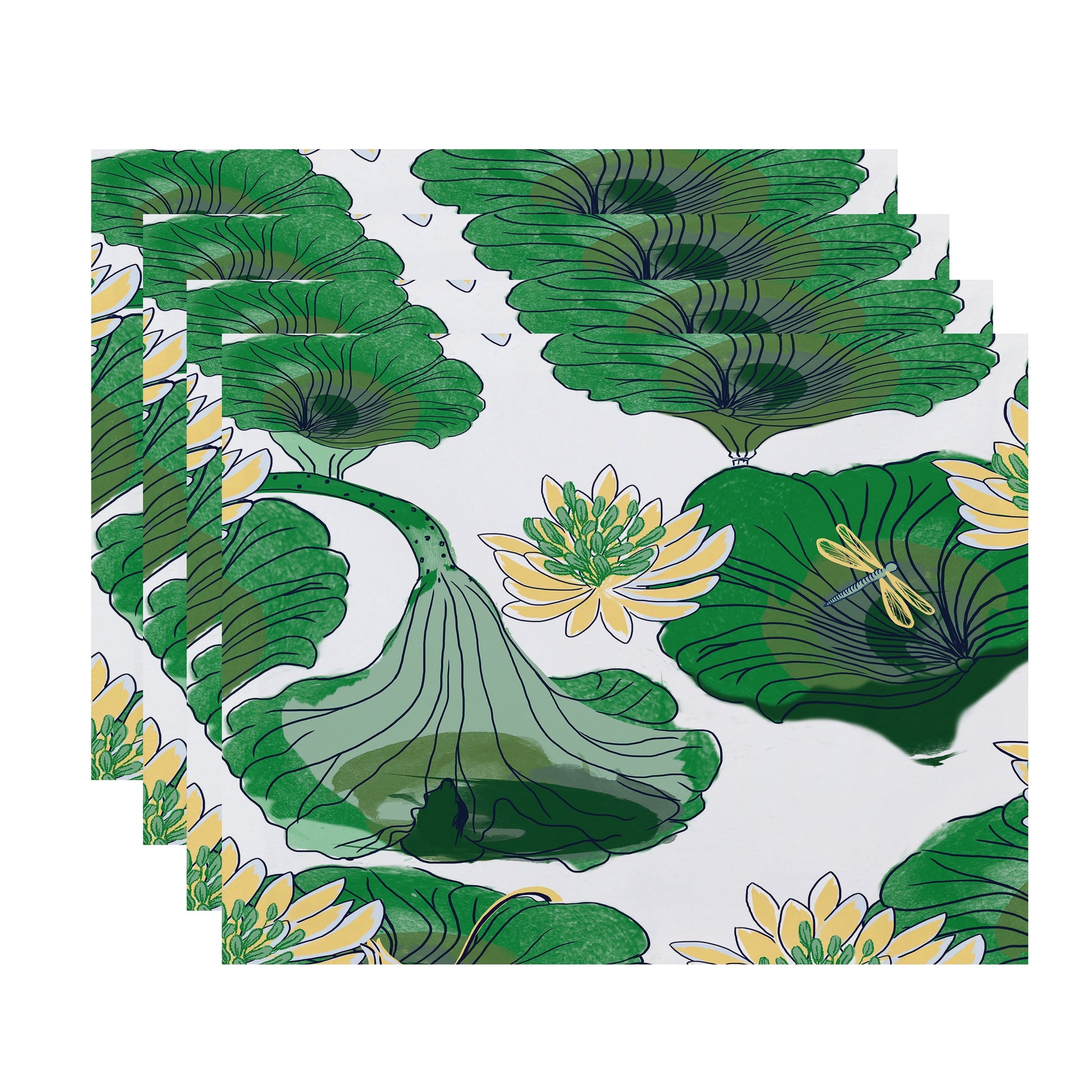 Simply Daisy, 18 x 14 inch, Lotokoi, Floral Print Placemat (Set of 4), Green