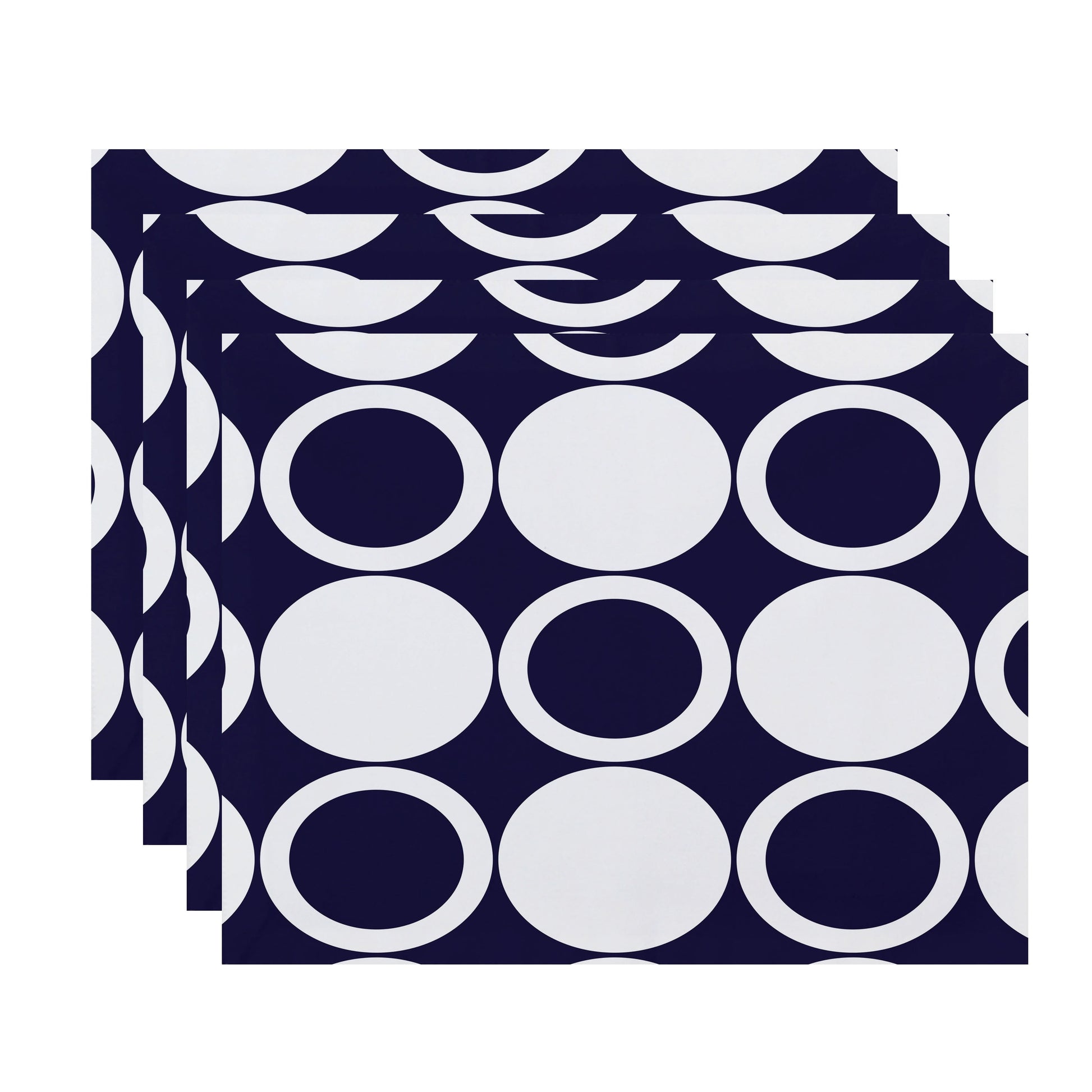 Simply Daisy, 18 x 14 inch, ModCircles, Geometric Print Placemat (Set of 4), Navy Blue