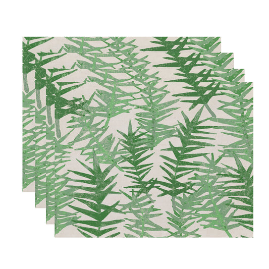 Simply Daisy, 18 x 14 inch, Spikey, Floral Print Placemat (Set of 4), Green