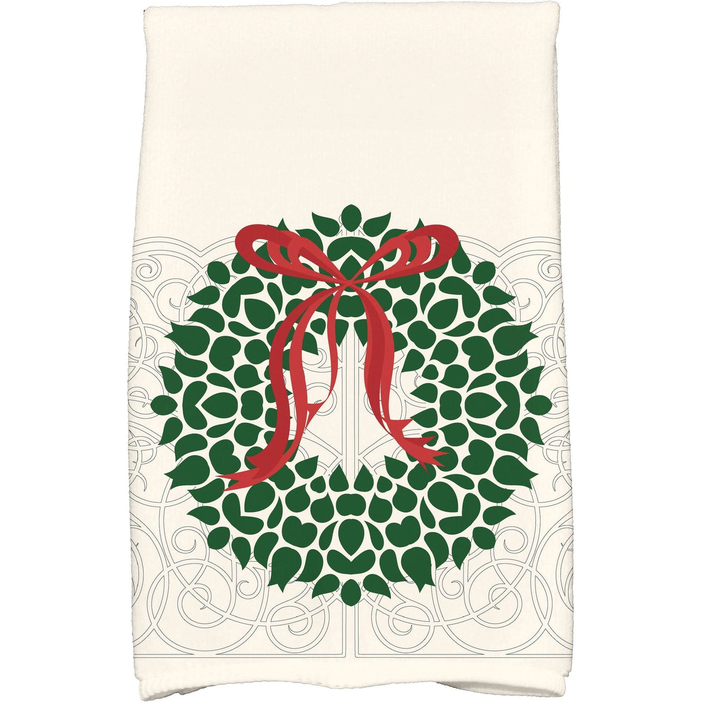 Simply Daisy 18" x 30" Gate Wreath Holiday Floral Print Kitchen Towel