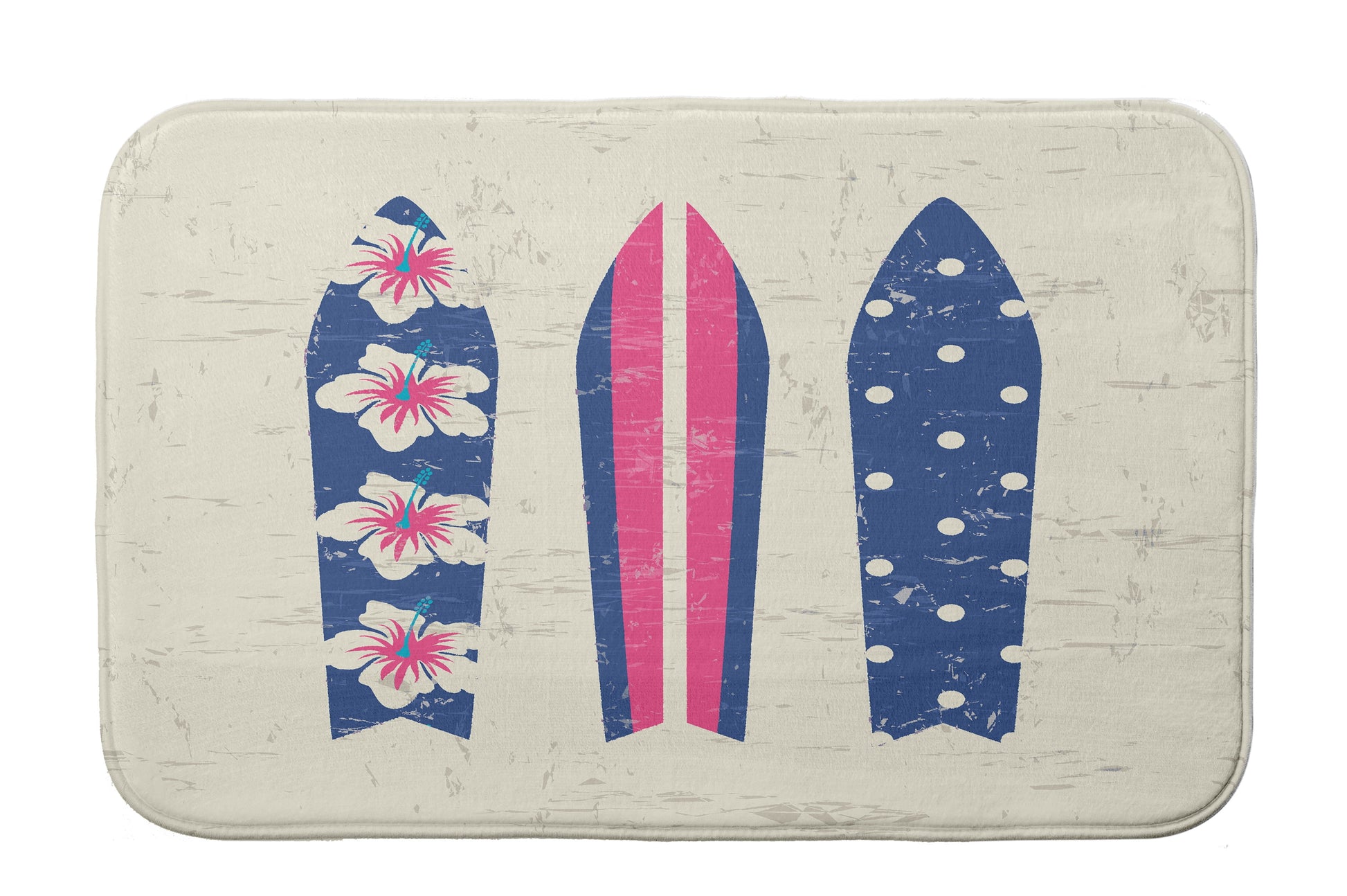 Simply Daisy 24" x 17" Plush Microfiber Blue-Pink Triple Surf Bath Mat