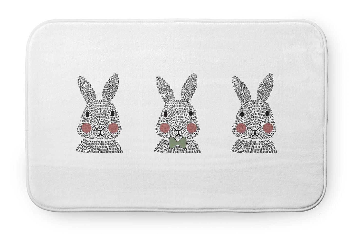 Simply Daisy 24" x 17" Plush Microfiber Laurel Tree Green Bunny Triplets Easter Bath Mat