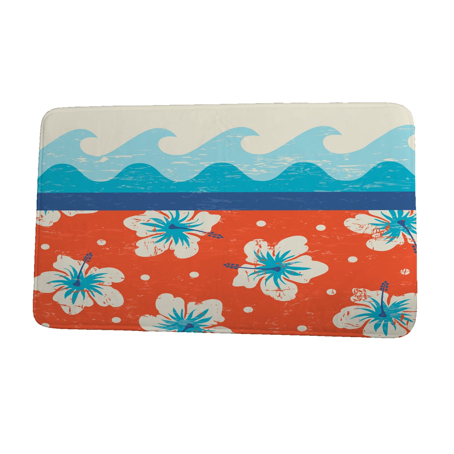 Simply Daisy 24" x 17" Plush Microfiber Orange Surf, Sand, & Sea Bath Mat