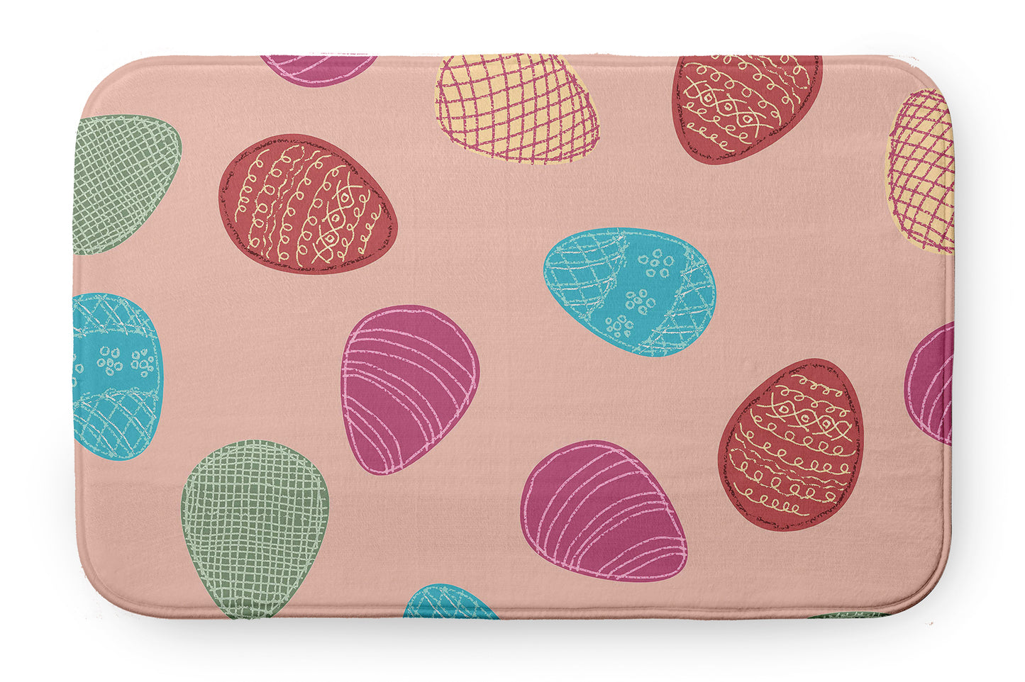 Simply Daisy 24" x 17" Plush Microfiber Sunwashed Red Egg Hunt Easter Bath Mat