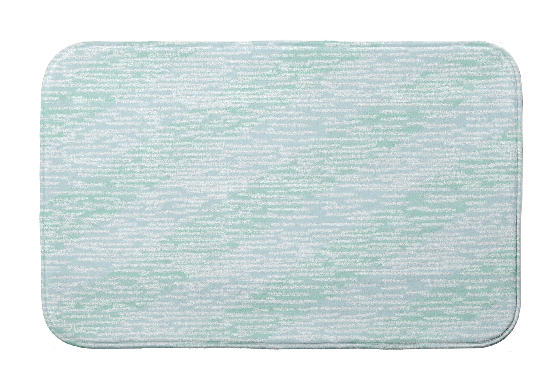 Simply Daisy 34" x 21" Plush Microfiber Aqua Marled Knit Stripe Bath Mat