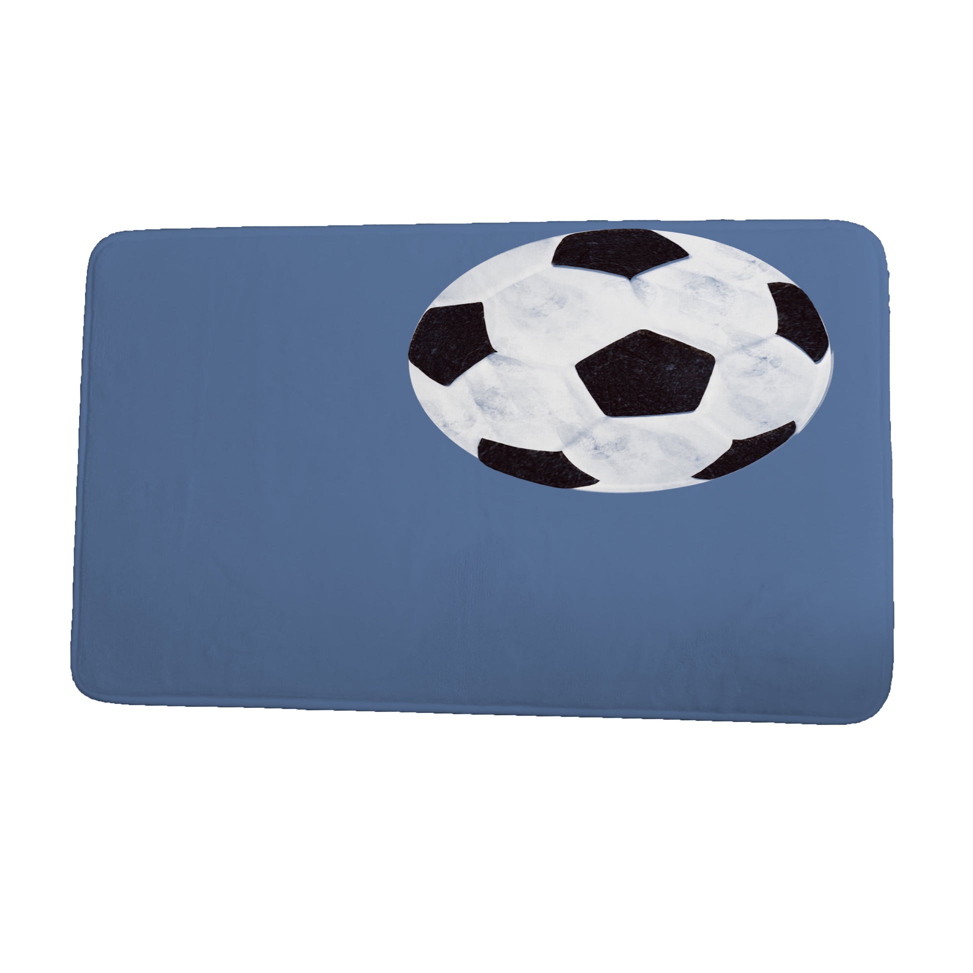 Simply Daisy 34" x 21" Plush Microfiber Blue Soccer Ball Bath Mat