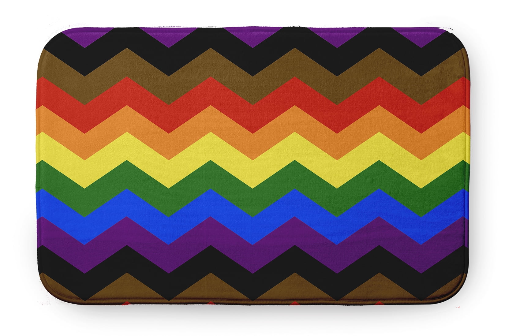 Simply Daisy 34" x 21" Plush Microfiber Multi-color Inclusive Pride Chevron Bath Mat