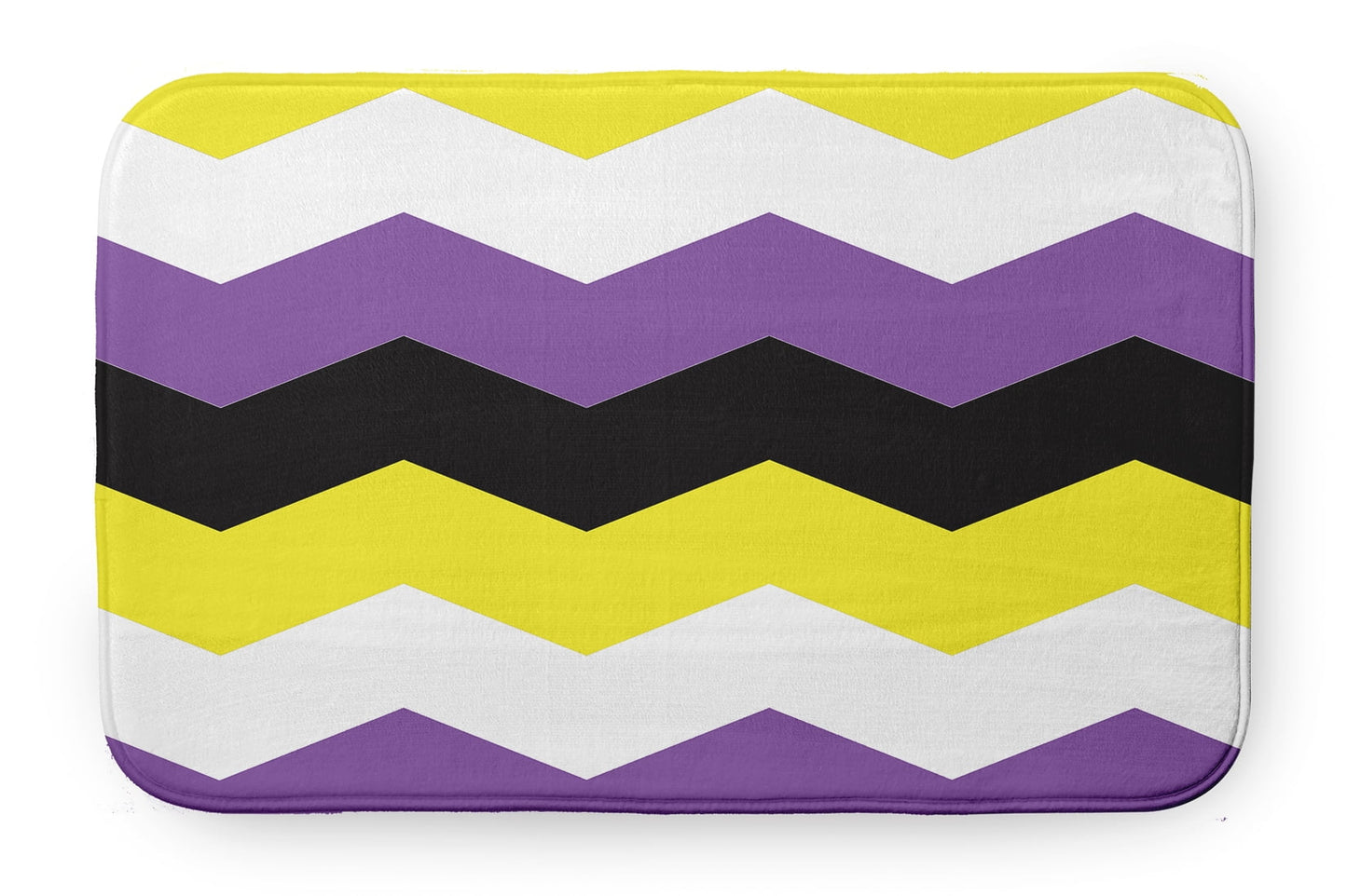 Simply Daisy 34" x 21" Plush Microfiber Yellow/White/Purple Non-Binary Chevron Bath Mat